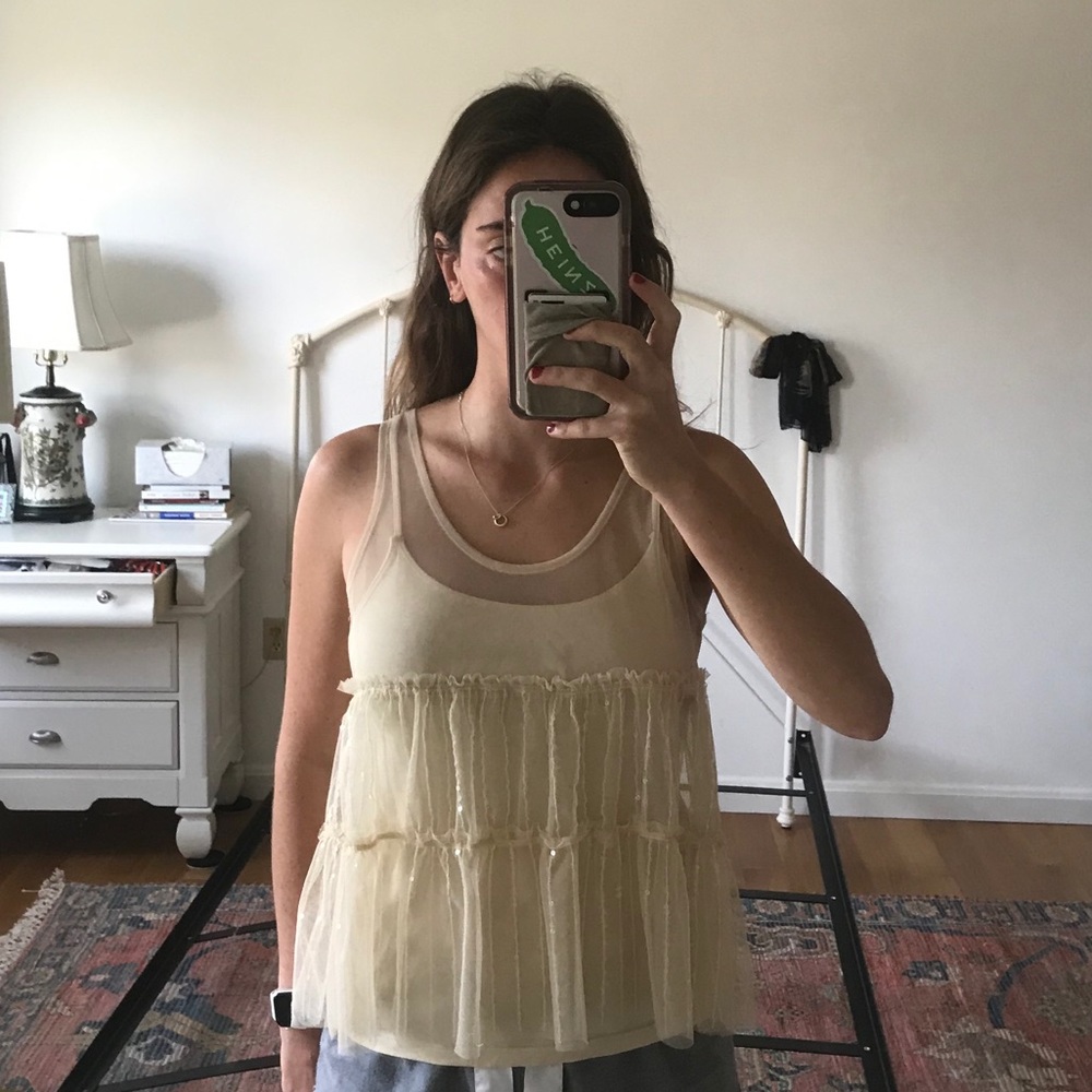 Sequins Sheer Tank